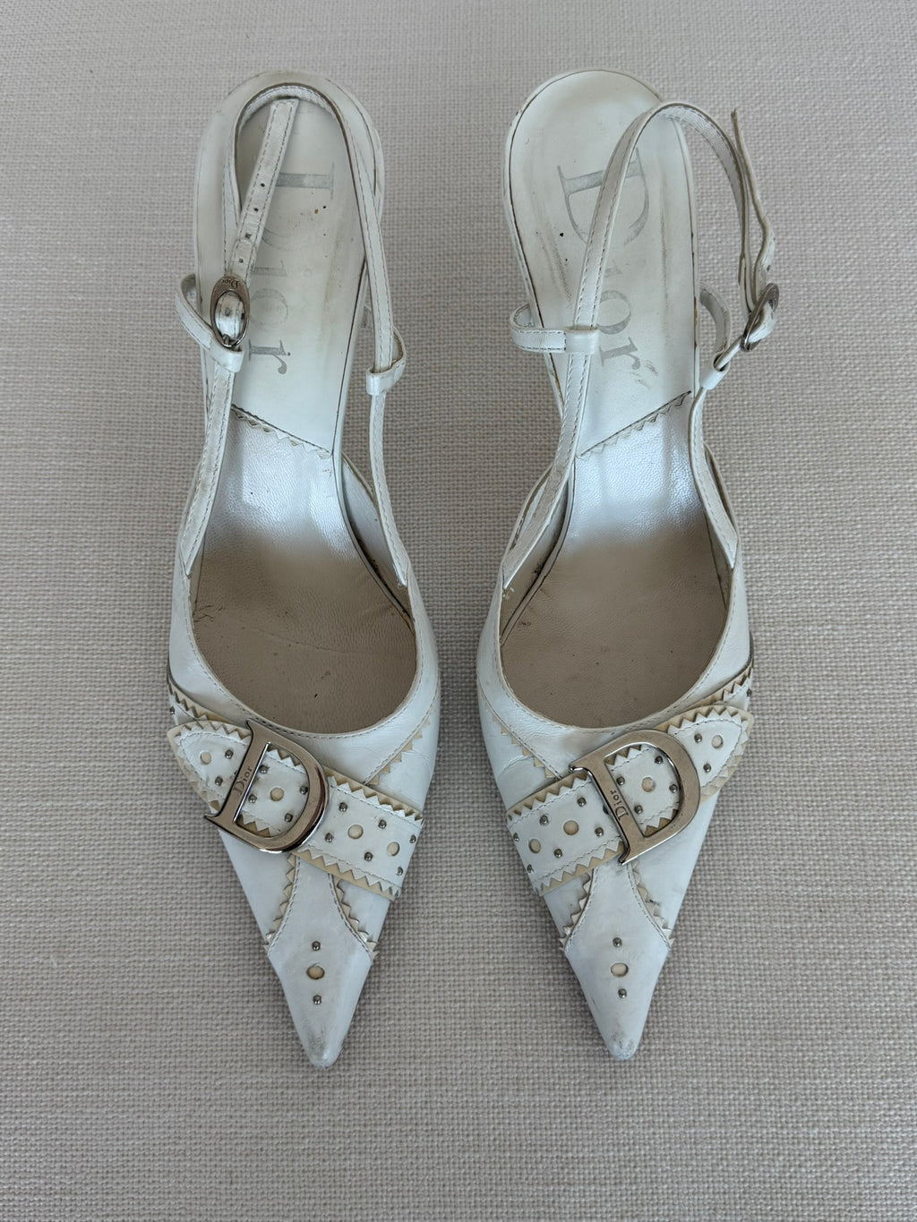 Dior White Slingbacks