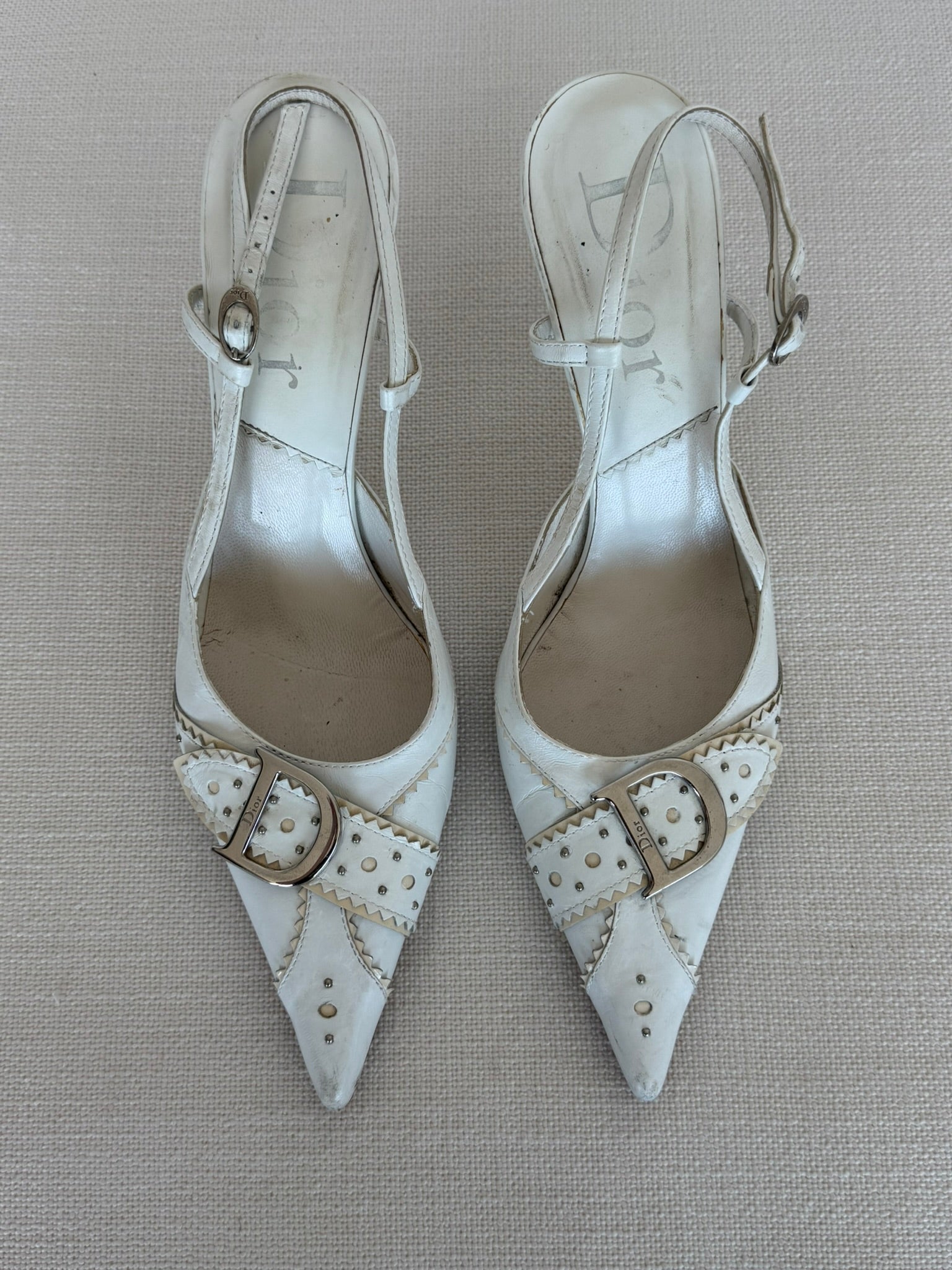 Dior White Slingbacks