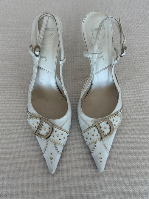 Dior White Slingbacks