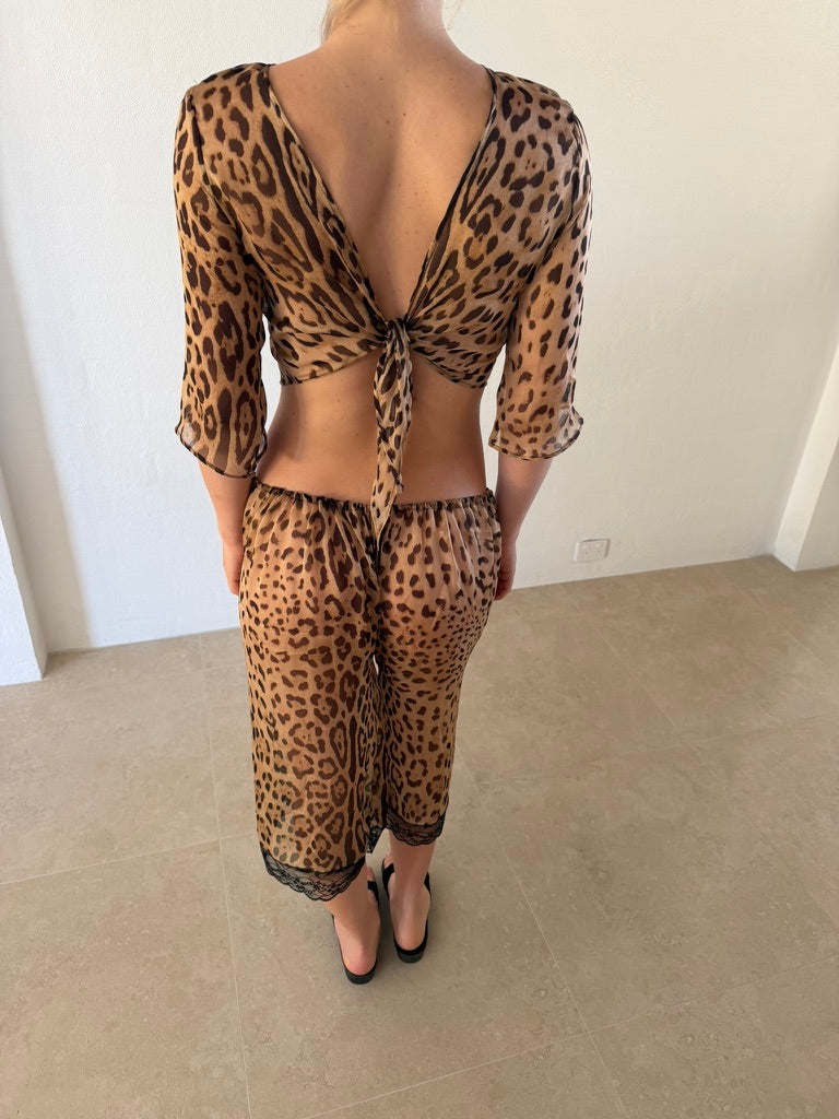 Leopard tie top