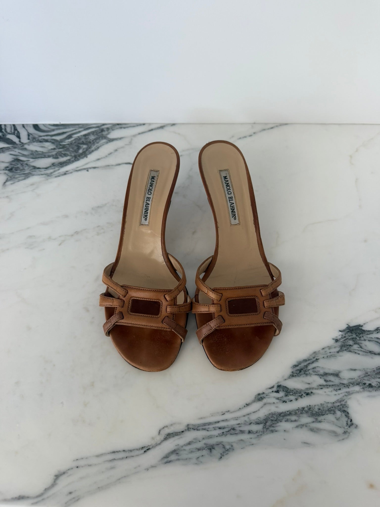 Manolo Blahnik Tan Kitten Heels