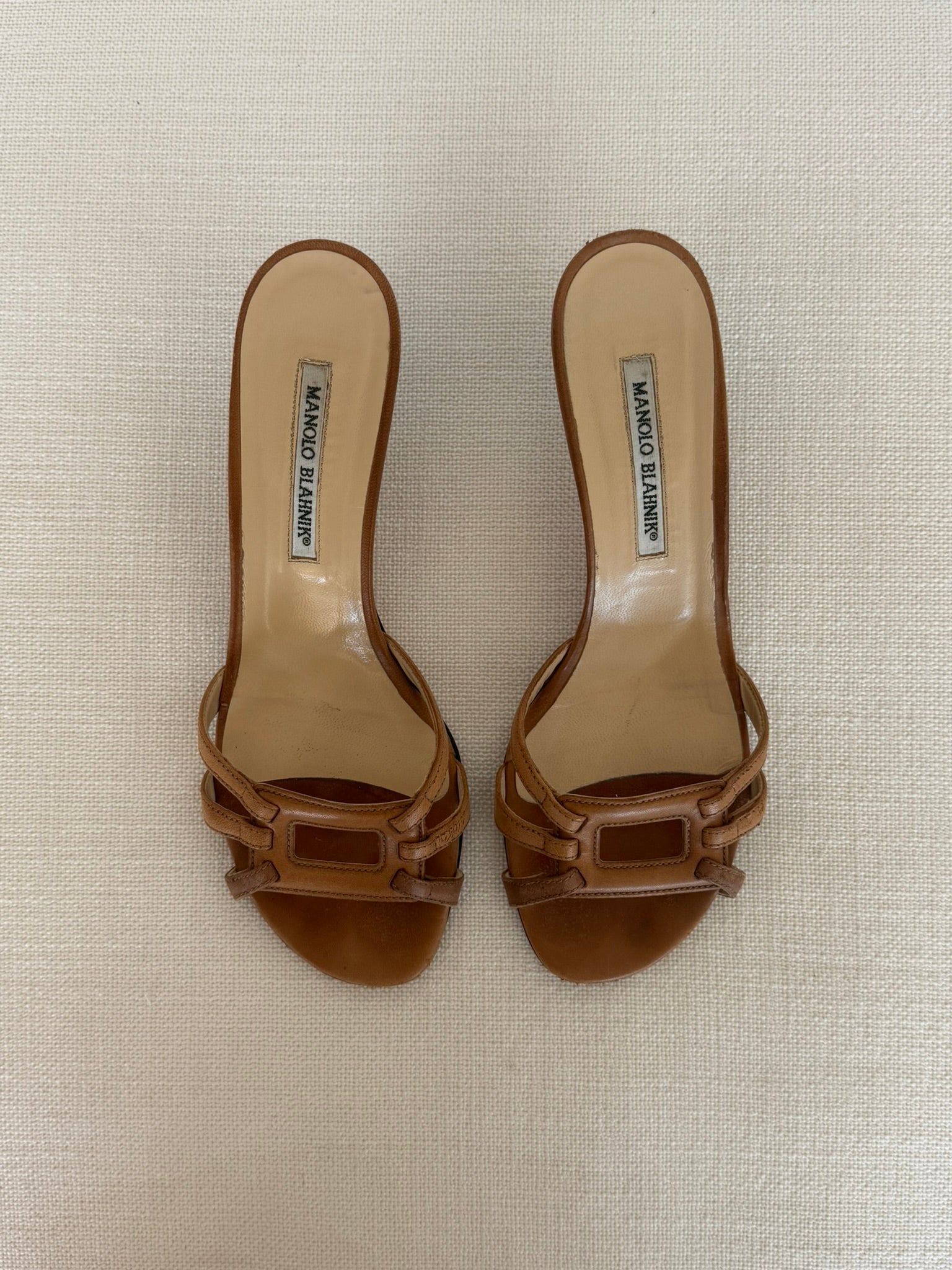 Manolo Blahnik Tan Kitten Heels