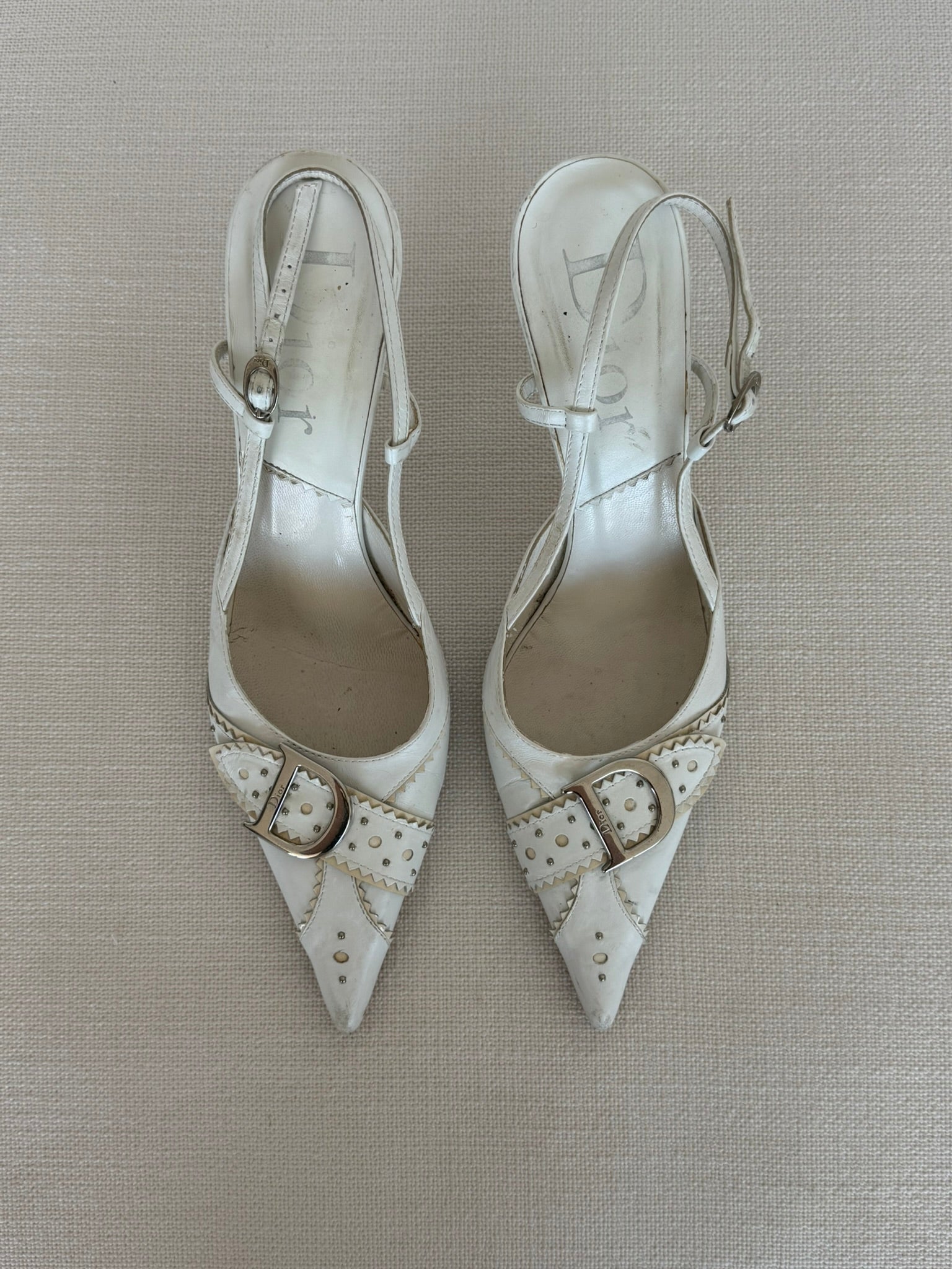 Dior White Slingbacks