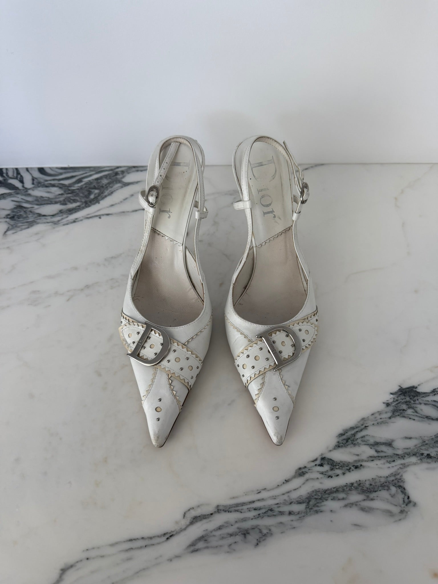Dior White Slingbacks