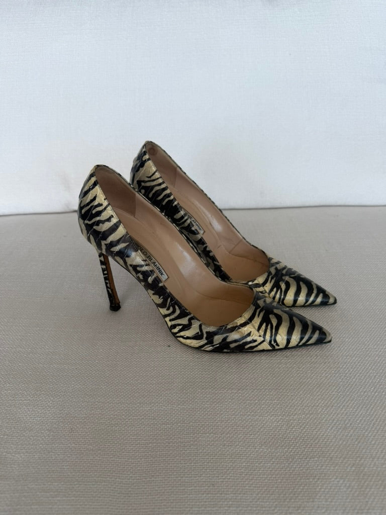 Vintage Manolo Blahnik Tiger Print Heels