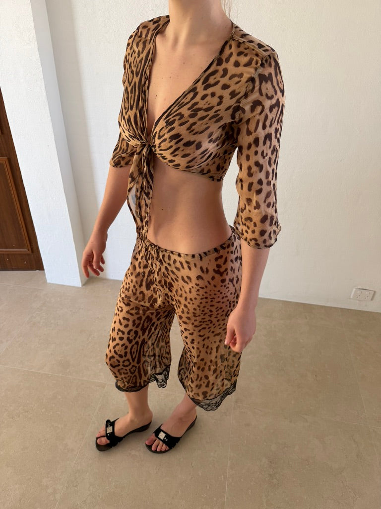 Leopard tie top