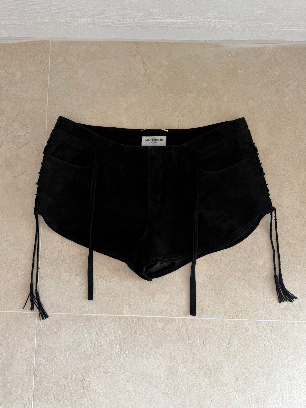 YSL Suede Mini Shorts