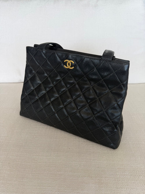 Chanel CC Caviar Quilted Tote Bag