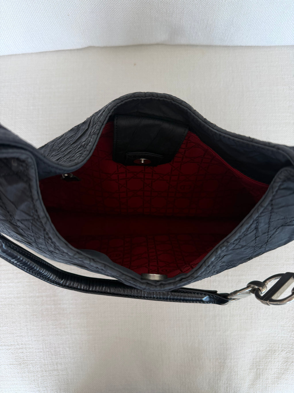 Dior Cannage Shoulder Bag Nylon Black