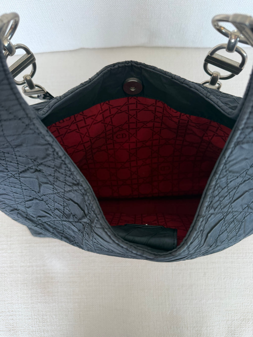 Dior Cannage Shoulder Bag Nylon Black