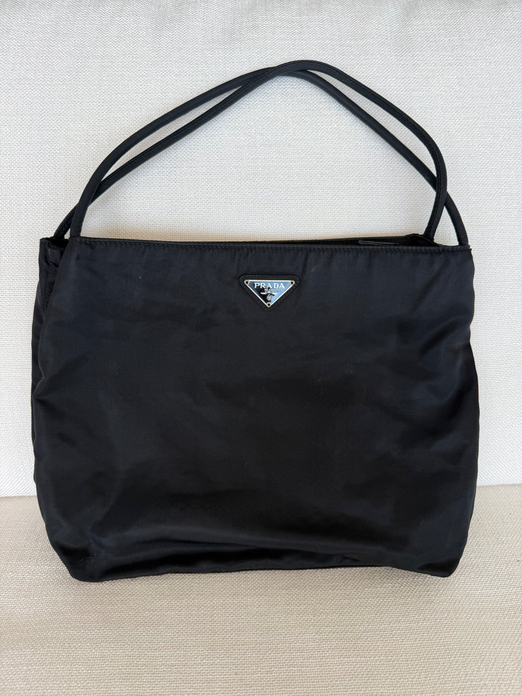 Prada Tote Bag Nylon Black Silver