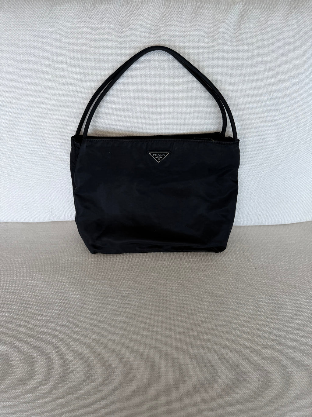 Prada Tote Bag Nylon Black Silver