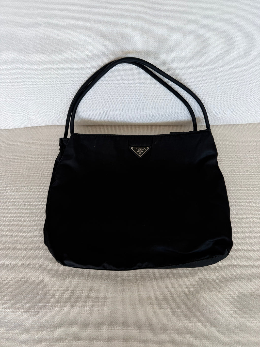 Prada Tote Bag Nylon Black Silver