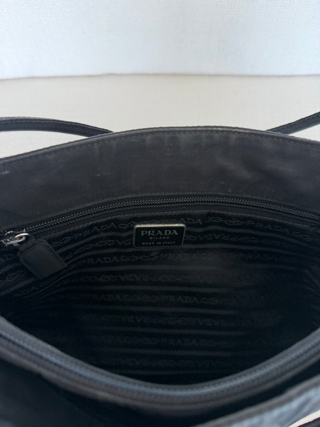 Prada Tote Bag Nylon Black Silver