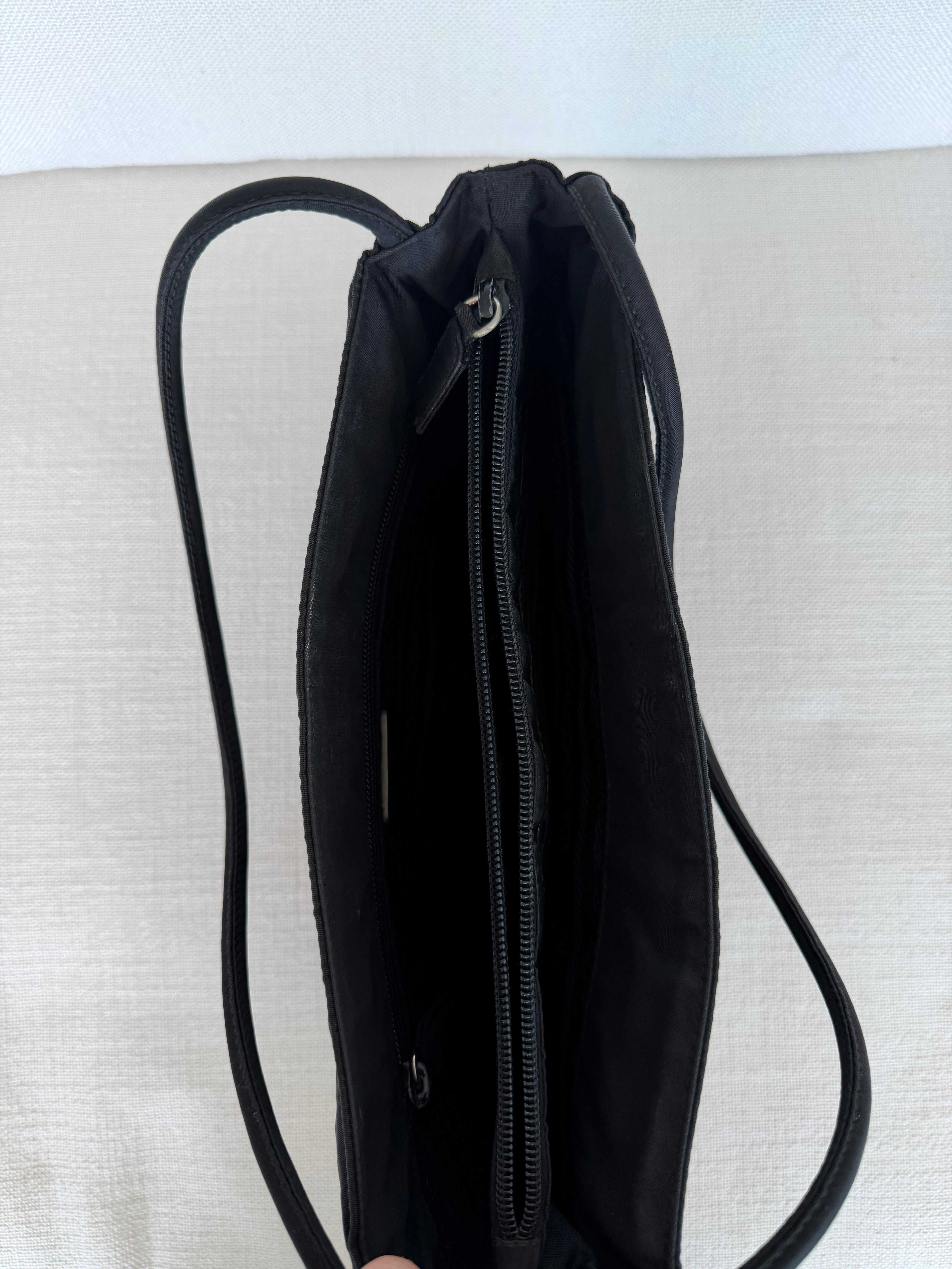 Prada Tote Bag Nylon Black Silver