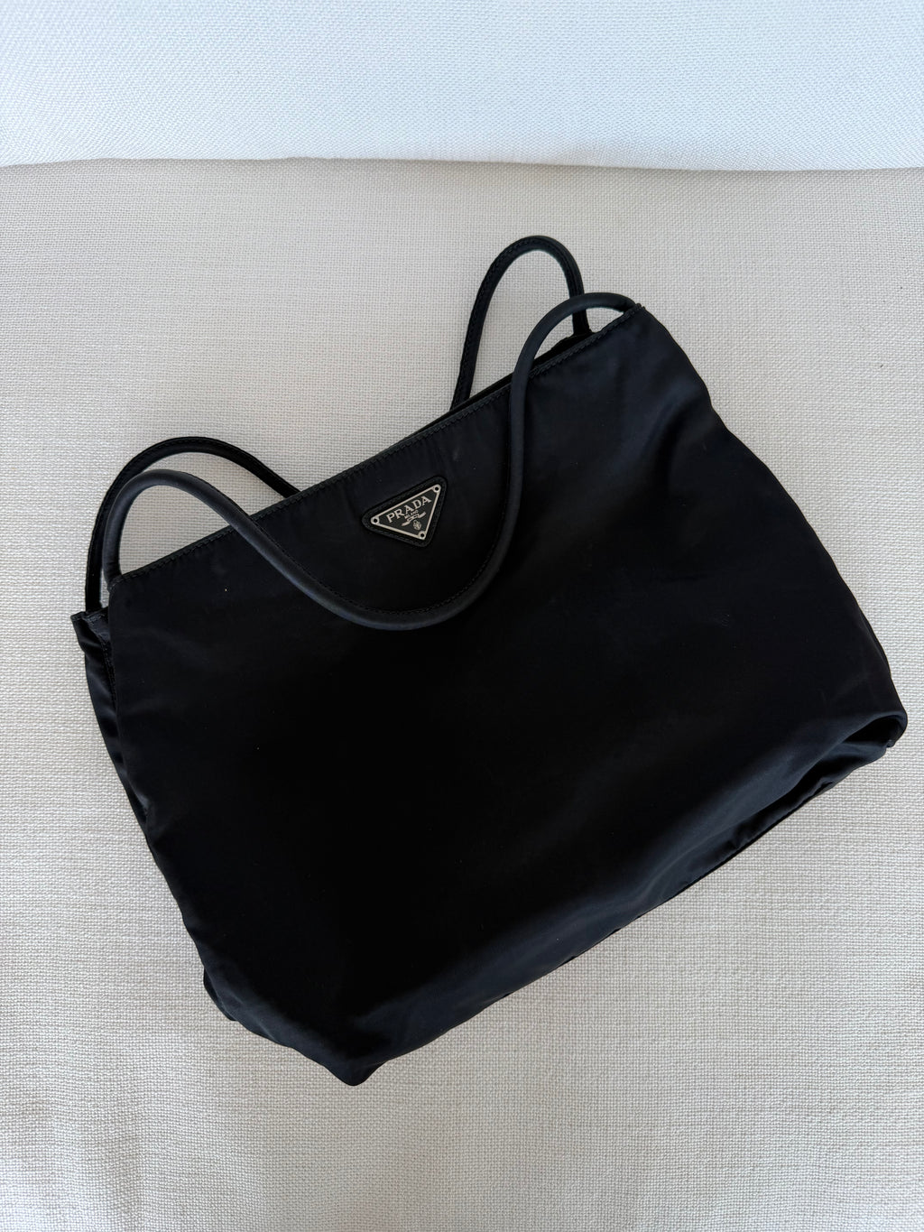 Prada Tote Bag Nylon Black Silver