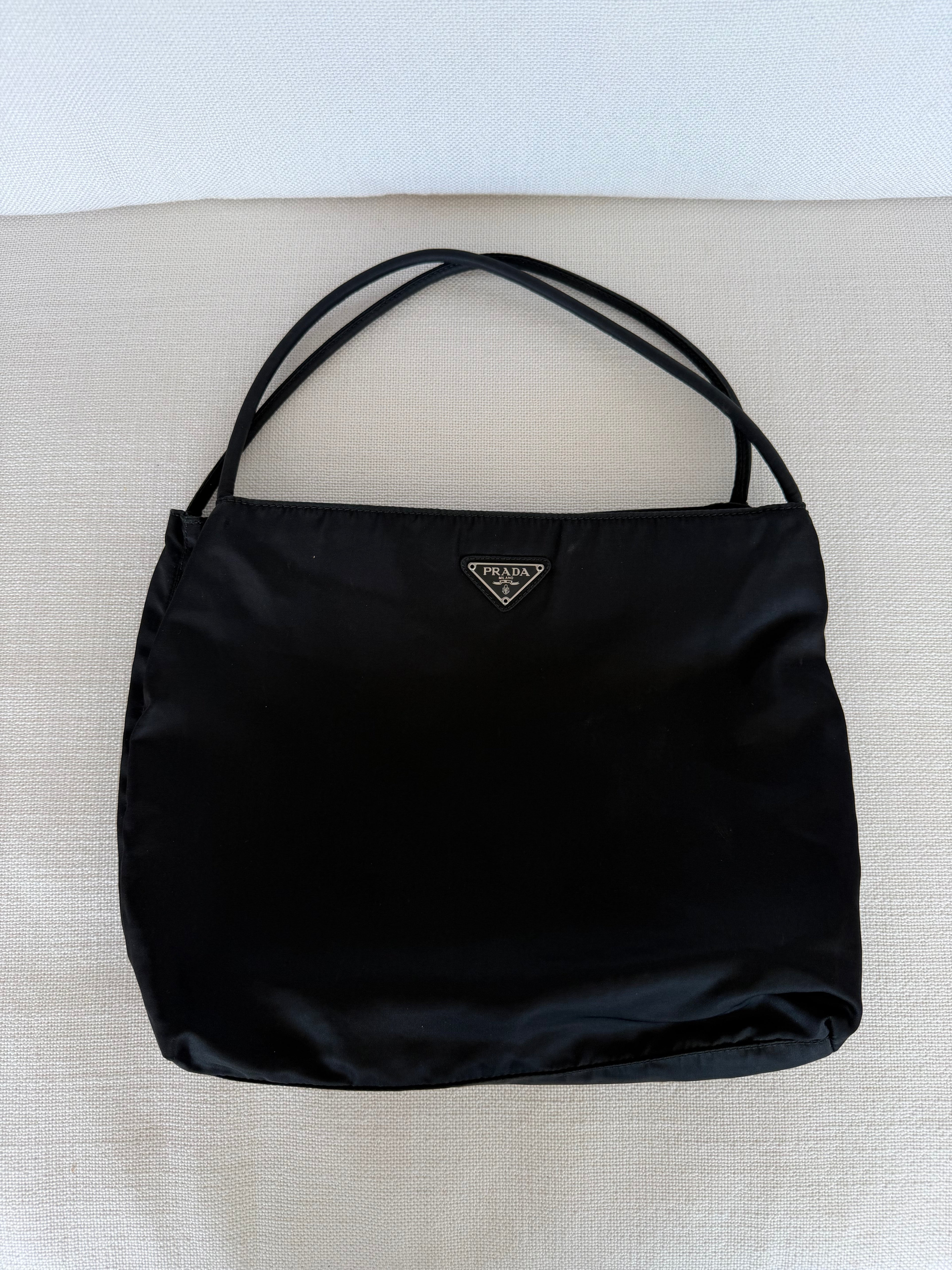 Prada Tote Bag Nylon Black Silver