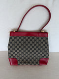 Gucci GG Canvas Shoulder Bag Beige Red gold