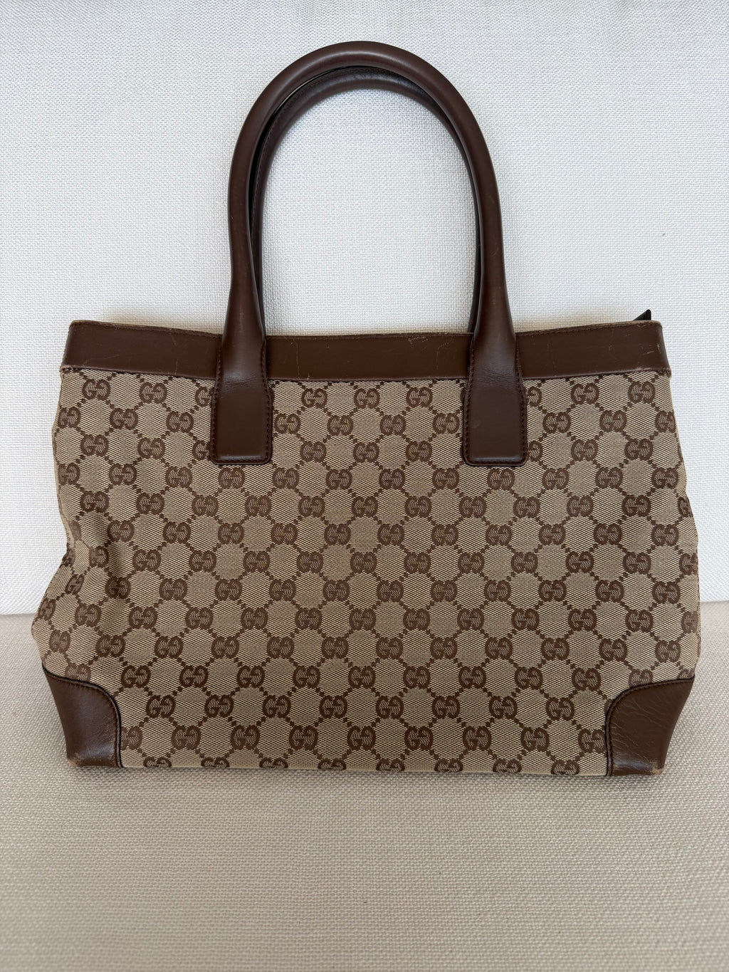 Gucci GG Canvas Tote Bag Beige Gold