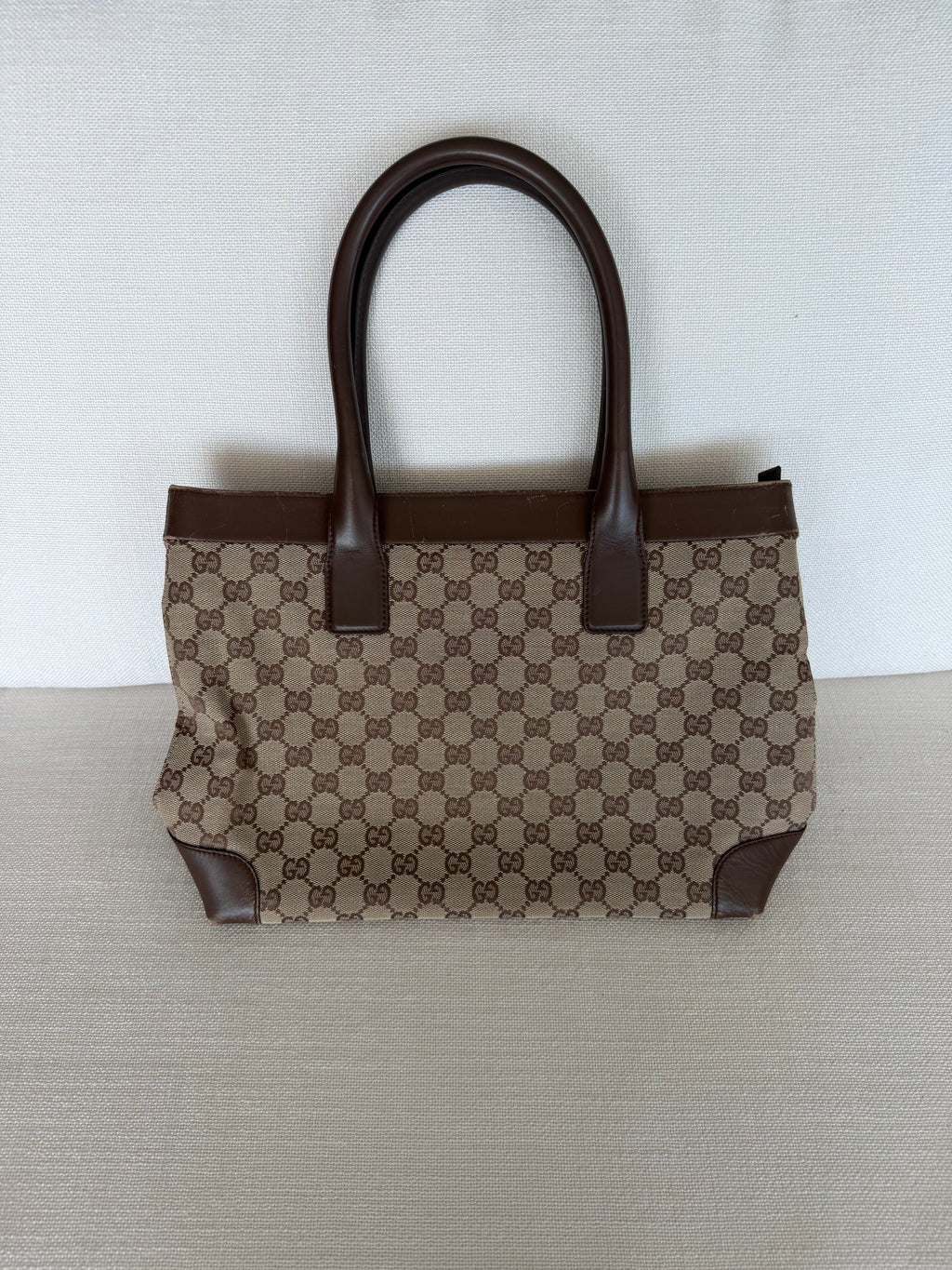 Gucci GG Canvas Tote Bag Beige Gold