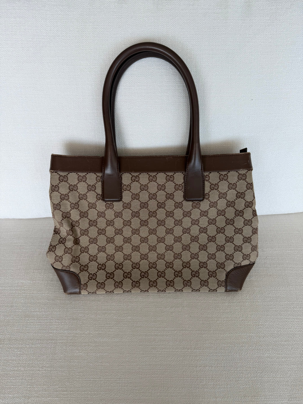 Gucci GG Canvas Tote Bag Beige Gold