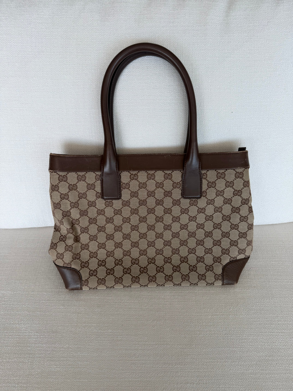 Gucci GG Canvas Tote Bag Beige Gold